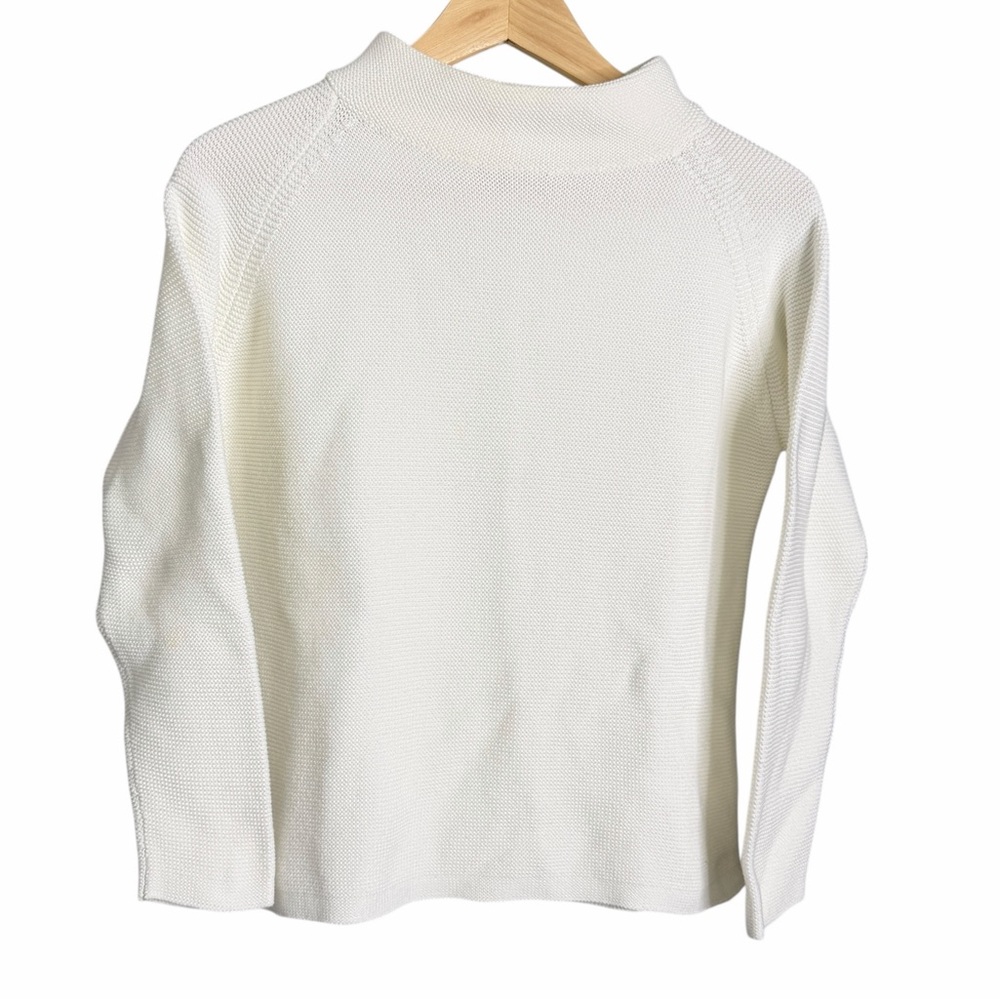 Kinross Winter White Garter Stitch Funnel Neck Sweater